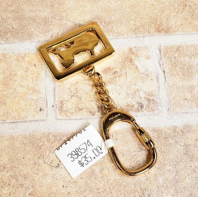 Authentic Celine Vintage Key Ring Chain Charm Carriage Metal Authentic Celine Vintage Key Ring Chain Charm Carriage Metal