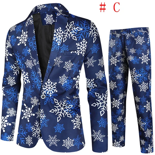 Mens Christmas Blazer Festive Coat Print Suits Jacket Xmas Party Jacket Costumes - Picture 16 of 54