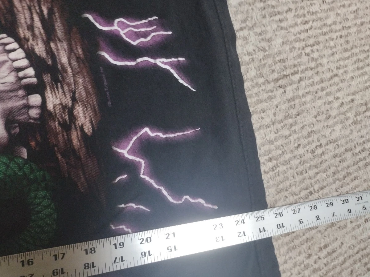 Vintage 90s American Thunder Snake Skull All Over Shirt Travis