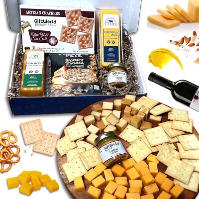 Cheese Gift Baskets Assortment, Cheese and Crackers Gift Basket with Spreads, Go