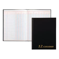 Adams Account Book, 7 x 9.25 Inches, Black, 12-Columns, 80 7" x 9-1/4", Black 