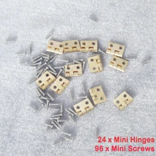 24x Miniature Door Hinge & 96x Screw Dollhouse 1:12 Cabinet Closet Fixture Gemel