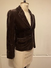 John Rocha Petite Size 8 Vevel Jacket Blazer Silk Blend Gathering Fitted brown