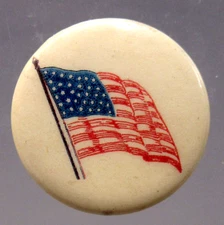 early vintage USA AMERICAN FLAG 7/8" celluloid pinback button ^