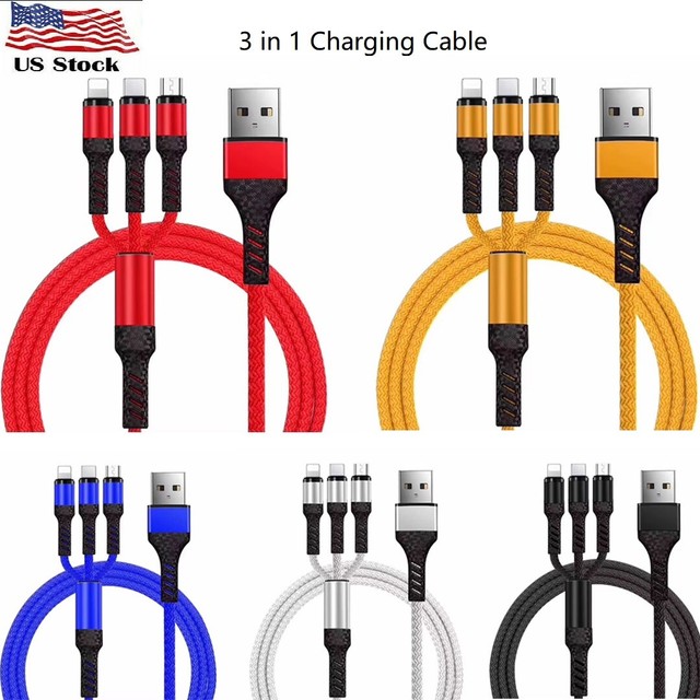 3 in 1 Universal Fast USB Charging Cable Multi Function Cell Phone Charger Cord eBay