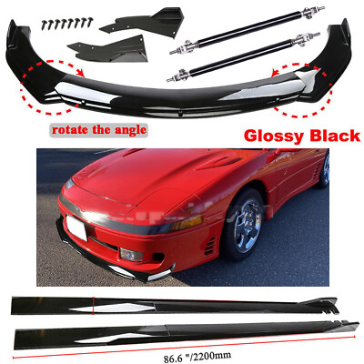 For Mitsubishi 3000 Front Bumper Lip Body Spoiler Splitter Side Skirt Strut Rod