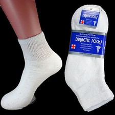 3-12 Pair Diabetic Ankle Quarter Crew Socks Health Cotton Men Circulatory White