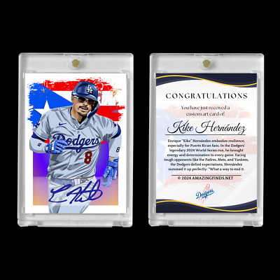 Enrique Kike Hernández #8 2024 Baseball Facsimile Auto Cartoon Art