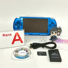 Sony PSP-3000 Vibrant Blue Console A Rank & New Battery USB Cable Set 906