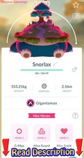 Pokémon Go! - Level 50 Gigantamax Snorlax MAXED 3 Move Trade go Fast Shipping✅
