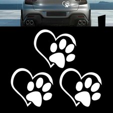 3 PCS Car Dog Paw Love Heart Vinyl Decal, Cute Puppy Paw Print Decal, Love He...