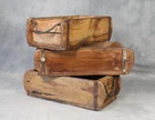 Vintage Rustic Wooden Brick Mould Small Crate With Iron Handles Storage Box