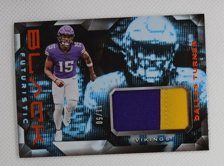 2024 Panini Black Futuristic #F-DTR 11/50 Dallas Turner Rookie RC Patch Vikings - Image 2 of 3