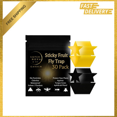 30 Pack Sticky Fruit Fly Traps Star Shaped Indoor Outdoor Garden Garden Pest