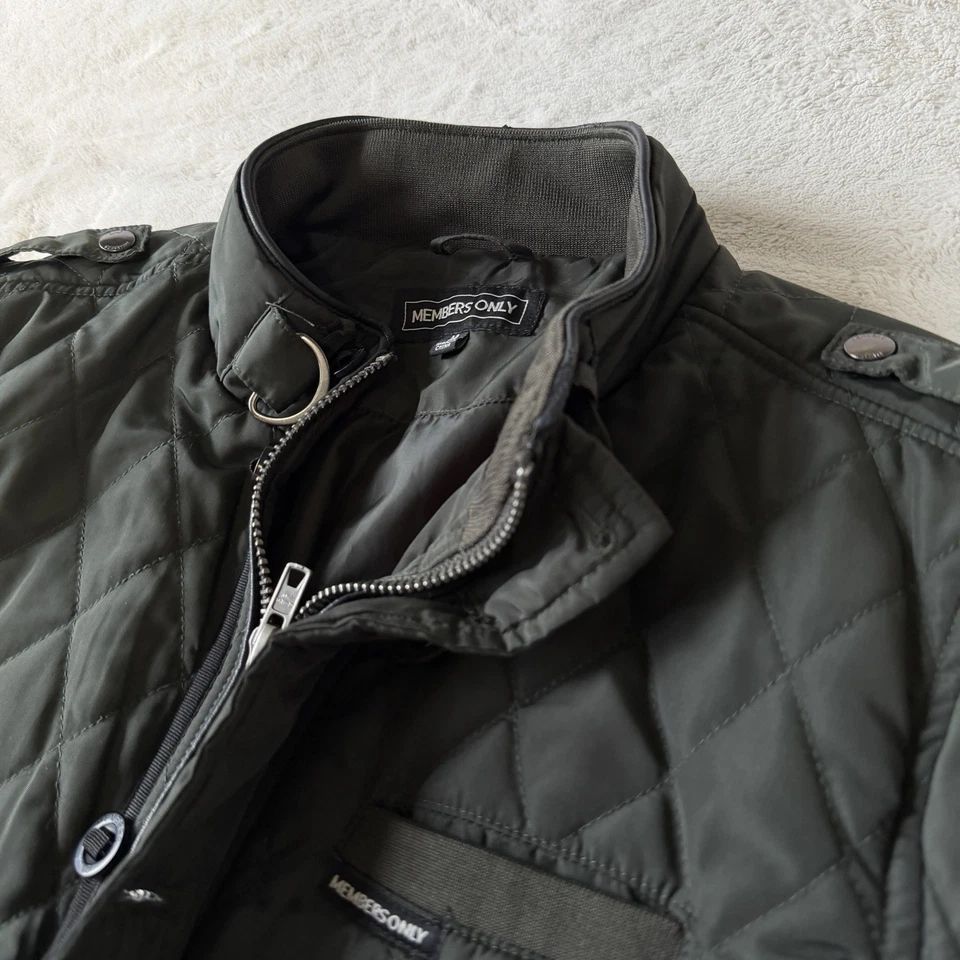 Members Only Mens Quilted Moto Racer Jacket Sz M w/ Faux Leather Trim ~RARE FIND - Image 2 of 4