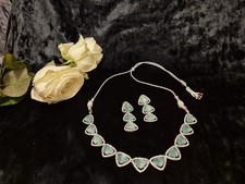 AD Turquoise Necklace & Earrings Jewellery Set|Ayra Jewels