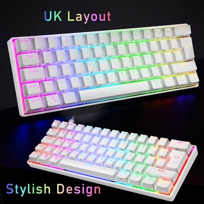 60% USB Wired Gaming-Tastatur 61 Keys RGB UK Layout Mechanische für PC / Gamer