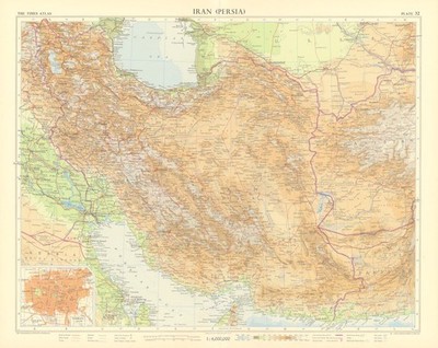 Iran Persien. ''Dubayy'' Dubai. Teheran Plan. Kaspisch. Persischer Golf. TIMES 1959 Karte