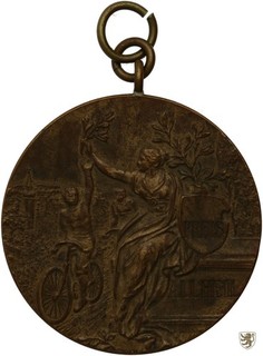 UNBEKANNT Preismedaille o. J. im Radfahren mit Eichenlaub ohne Gravur vorzügli