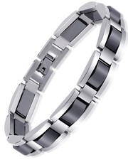 Feraco Mens Magnetic Bracelets,Titanium Stainless Steel Bracelet Large, Silver