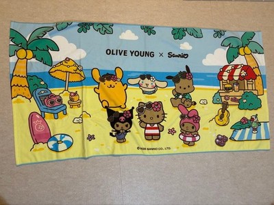 OLIVE YOUNG × Sanrio Beach Towel, Hello Kitty, My Melody, Pompompurin, Large,