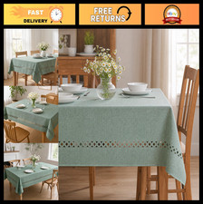 Sage Green Rectangle Tablecloth with Cutouts - 60x84 Inch, Elegant Dining Decor