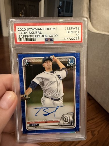 2020 Topps Bowman Chrome 1st Tarik Skubal Sapphire Auto #BSPATS Gem Mint PSA 10