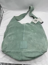 Haute Hippie Leather Festival Suede Hobo Light Green Purse Accessory Bag New