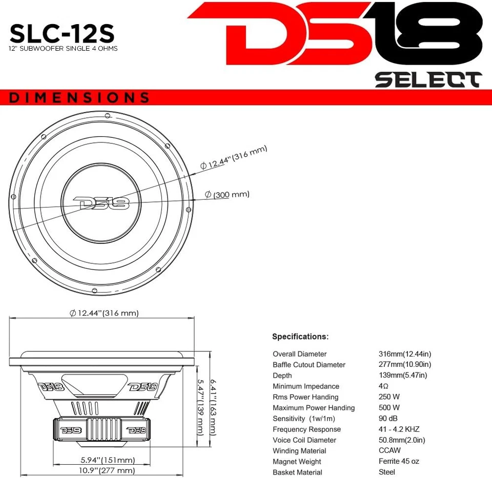 SLC12S Select Series 12" Single Voice Coil 500 Watt Max Subwoofer, Set Di 1 - Immagine 3 di 4