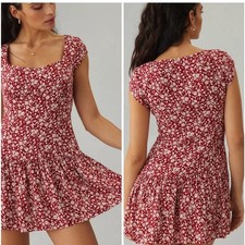 Reformation Dress Olencia Mini in Flower Girl Red