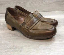 Dansko Lila Women's 7.5 Brown Leather Perforated Block Heel Loafer Casual Shoes