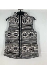 Lands End Vest Jacket Black And White Down Size Small