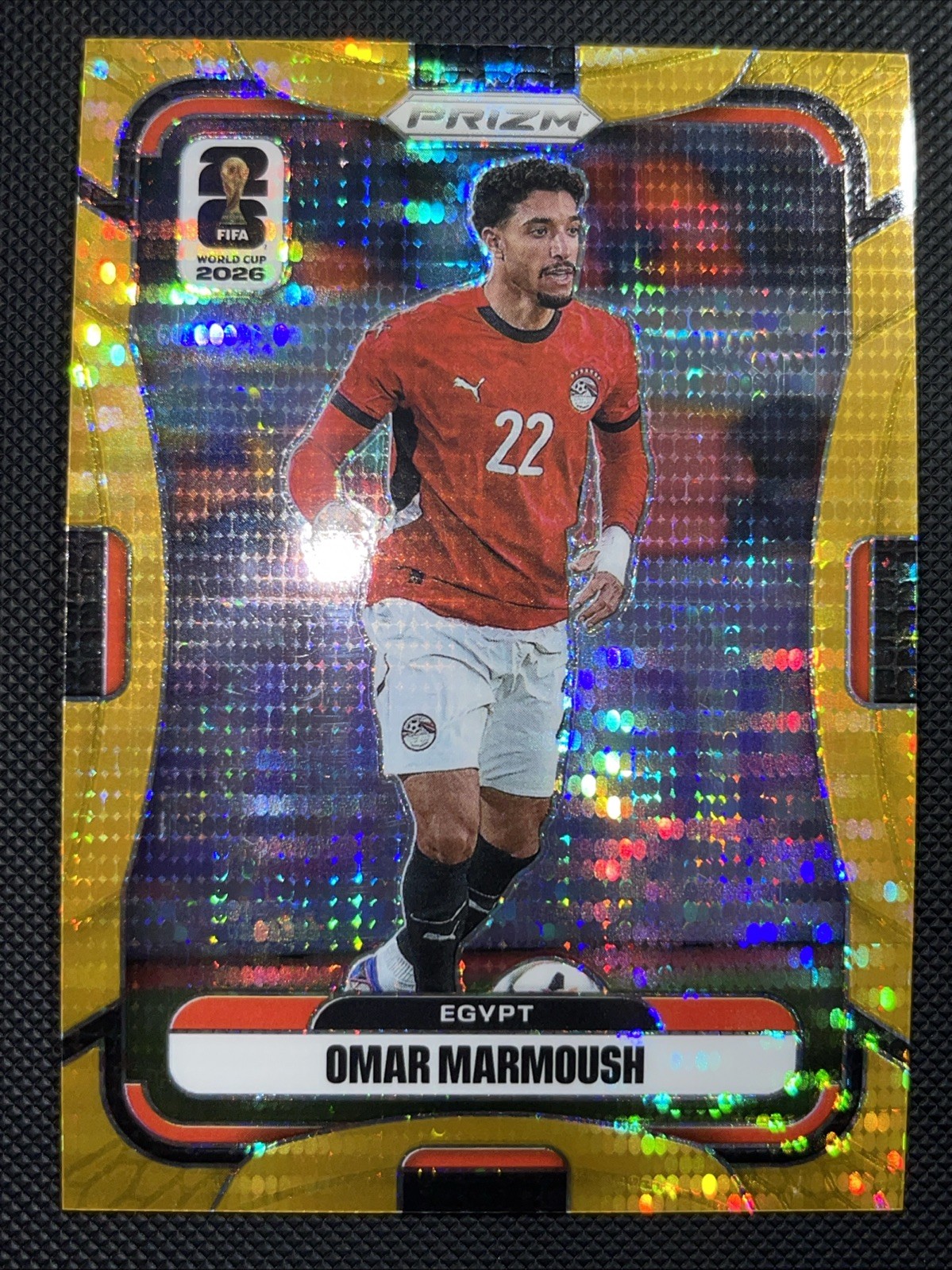 2026 Panini Prizm World Cup Omar Marmoush Gold Pulsar view 1