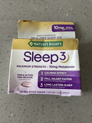 Natures Bounty SLEEP 3 maximum 10mg Melatonin 30 tri-layer tablets 07/2025