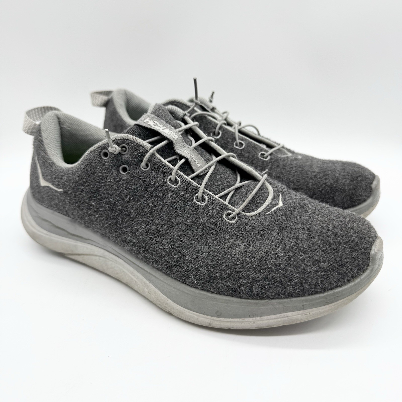 Hoka One One Hupana Flow Wool Comfort Sneakers In Dark shadow/Wild Dove Size 8.5