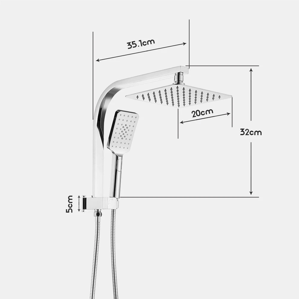 Decaura Shower Head Set 2 in 1 System Gooseneck Arm Wall Tapware Mixer Taps