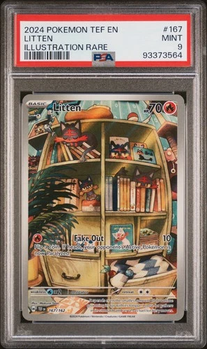 2024 POKEMON TEF EN-TEMPORAL FORCES ILLUSTRATION RARE #167 LITTEN PSA 9