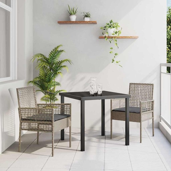 Gartenstuhl Mit Kissen 2 Pcs Grau 55 X 53 X 85 Cm Poly-Rattan-image