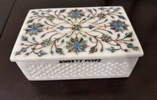 Beautiful Marble Jewelry Box Handmade Filigree Abalone Shell Inlay Stone Gifts