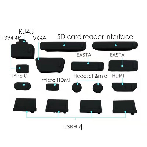 16PCS/Set Laptop Anti-Dust Plug Set USB HDMI Network Port VGA Protective Cover - Picture 12 of 20