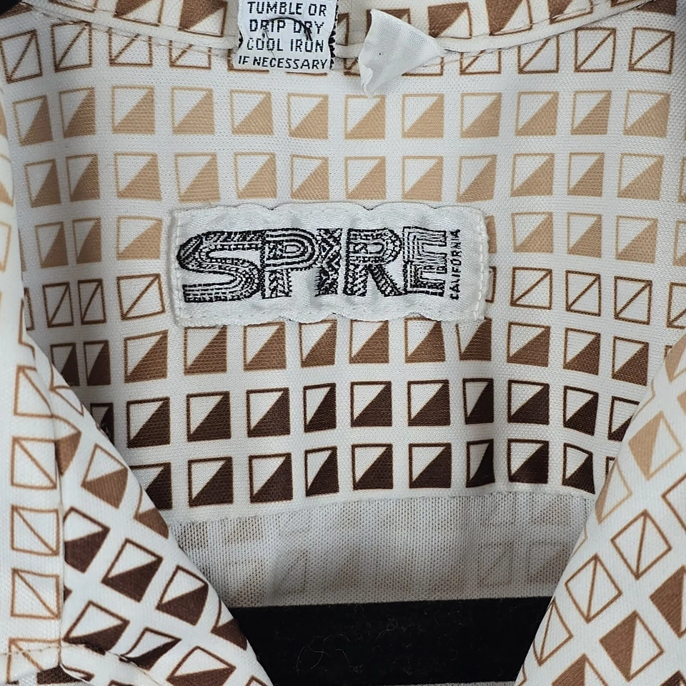 复古 Spire California 男式高 L 恤几何蓝色纹理聚酯纤维 — 第 3/4 张图片