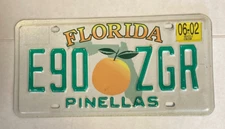 FLORIDA Passenger 2002 License Plate "E90 ZGR"