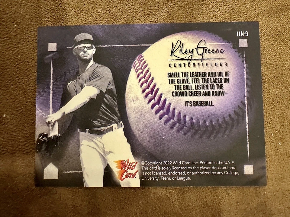 2022 Wild Card Matte SP Exclusive Riley Greene 1/5 Leather & Lace Tigers Rookie - Image 2 of 2