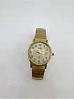 Vtg Timex Easy Reader Gold Watch Indiglo Date Expansion Needs Battery For Parts!