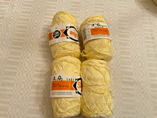 4 x 100 gr skeins Sylva Czechia Cotton viscose Yarn Blend yellow silky