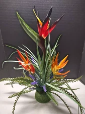 Artificial bird of paradise table decoration on disc, weddings, centerpiece  RD