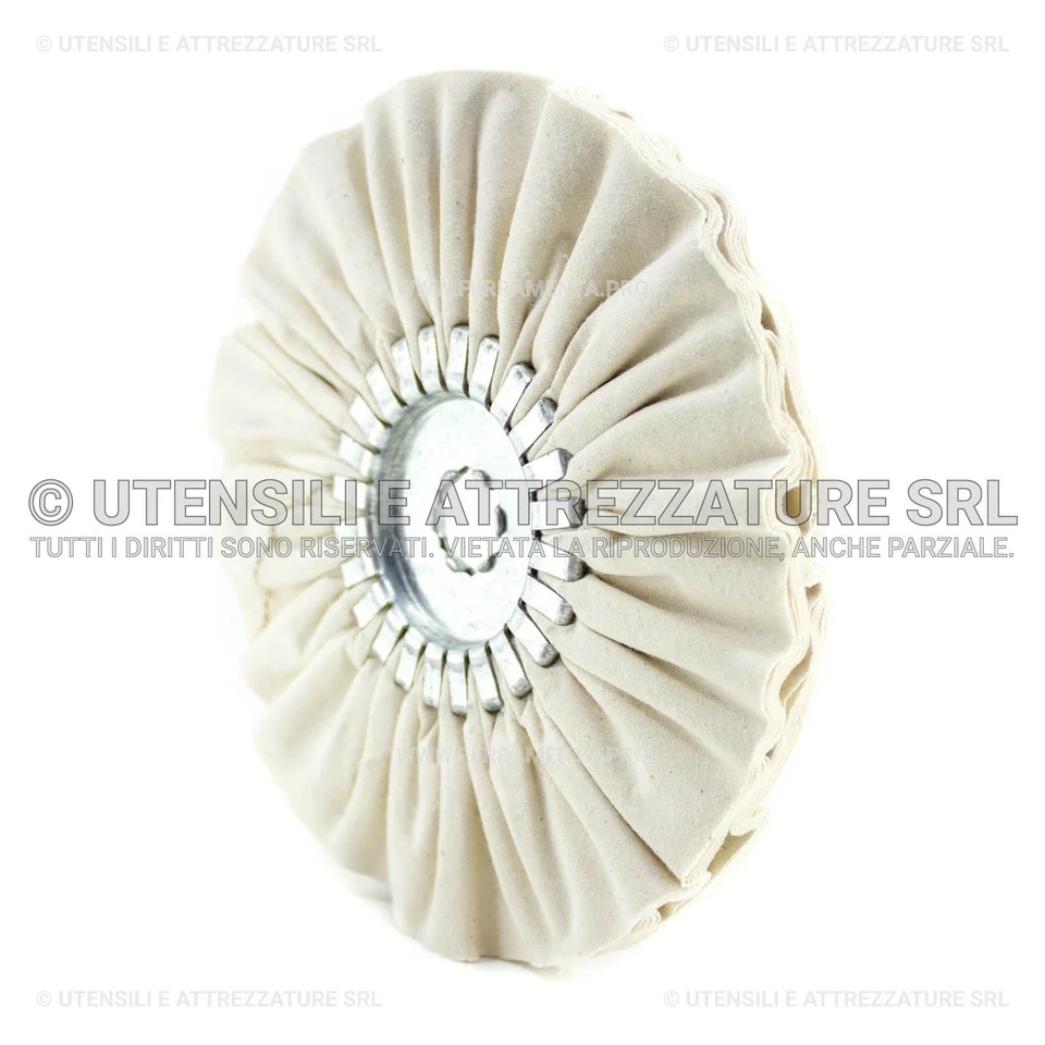 DISCO RUOTA in COTONE VENTILATO per LUCIDATURA ACCIAIO INOX METALLI OTTONE LUCID - Immagine 3 di 4