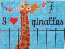 I Love Giraffes Hand Painted Needlepoint Canvas