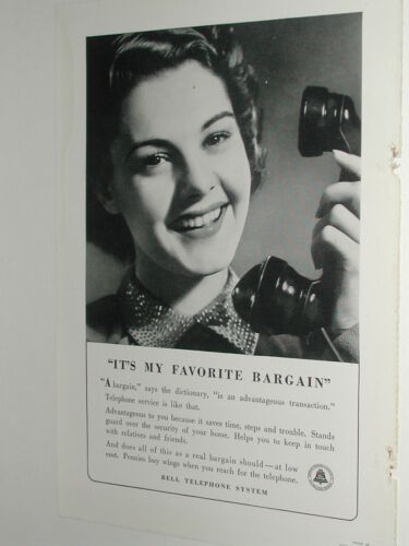 1940 BELL TELEPHONE advertisement, Lady with telephone handset - Picture 1 of 3