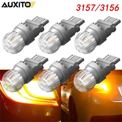 6pcs 3157 3156 Yellow LED Light Front Rear Turn Signal Parking Lamp Bulbs AUXITO